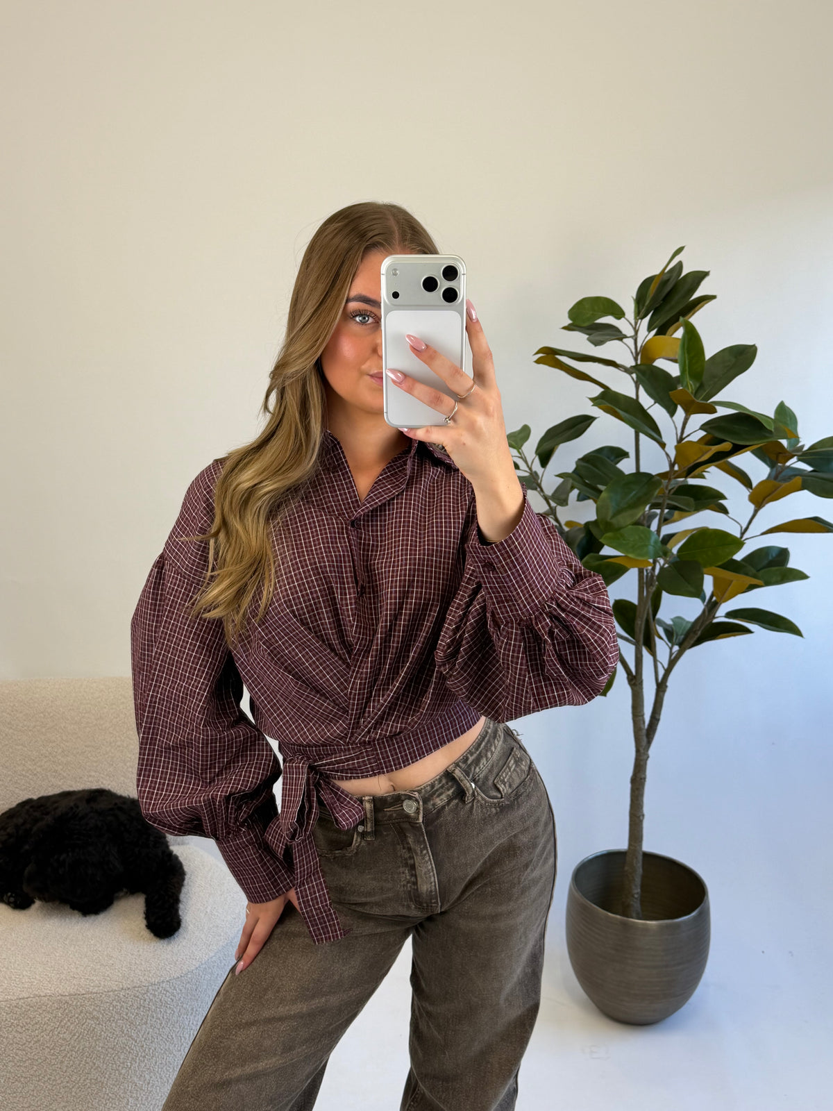Noa Wrap Blouse – Burgundy