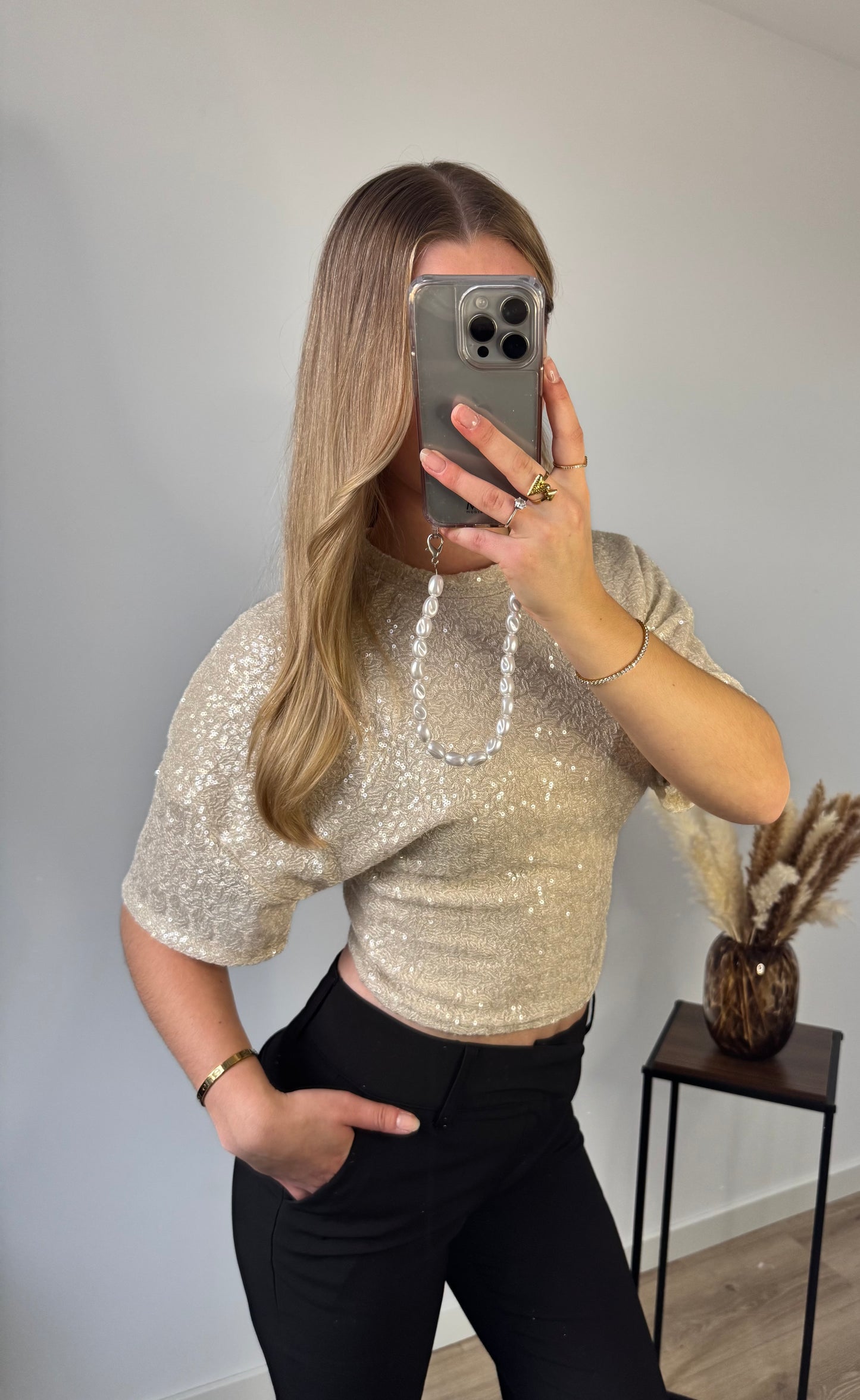 Amy Sequins Top Champagne