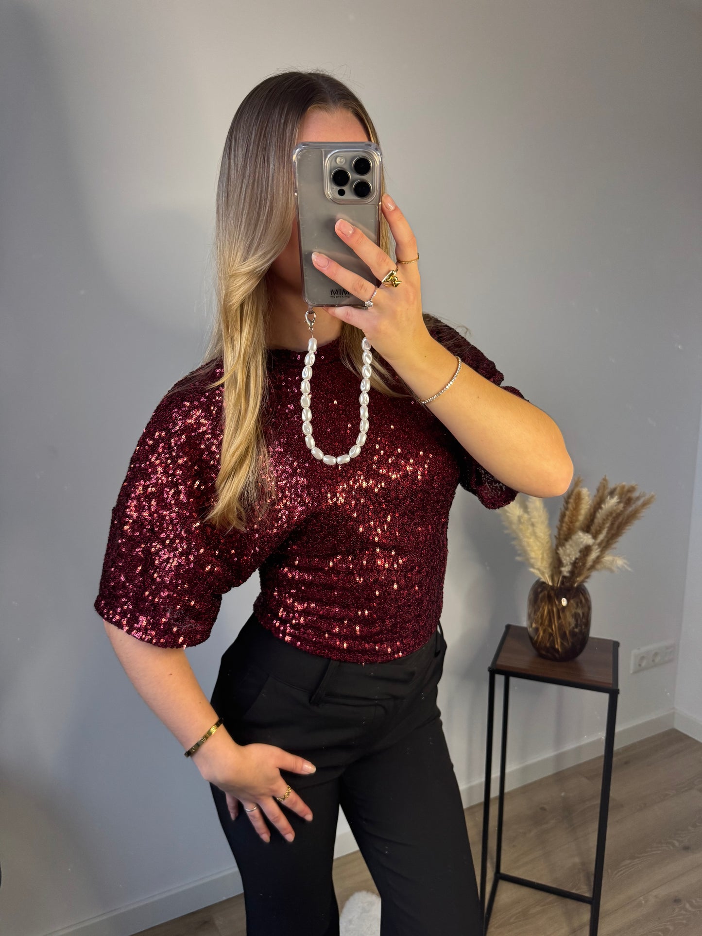 Amy Sequins Top Bordeaux