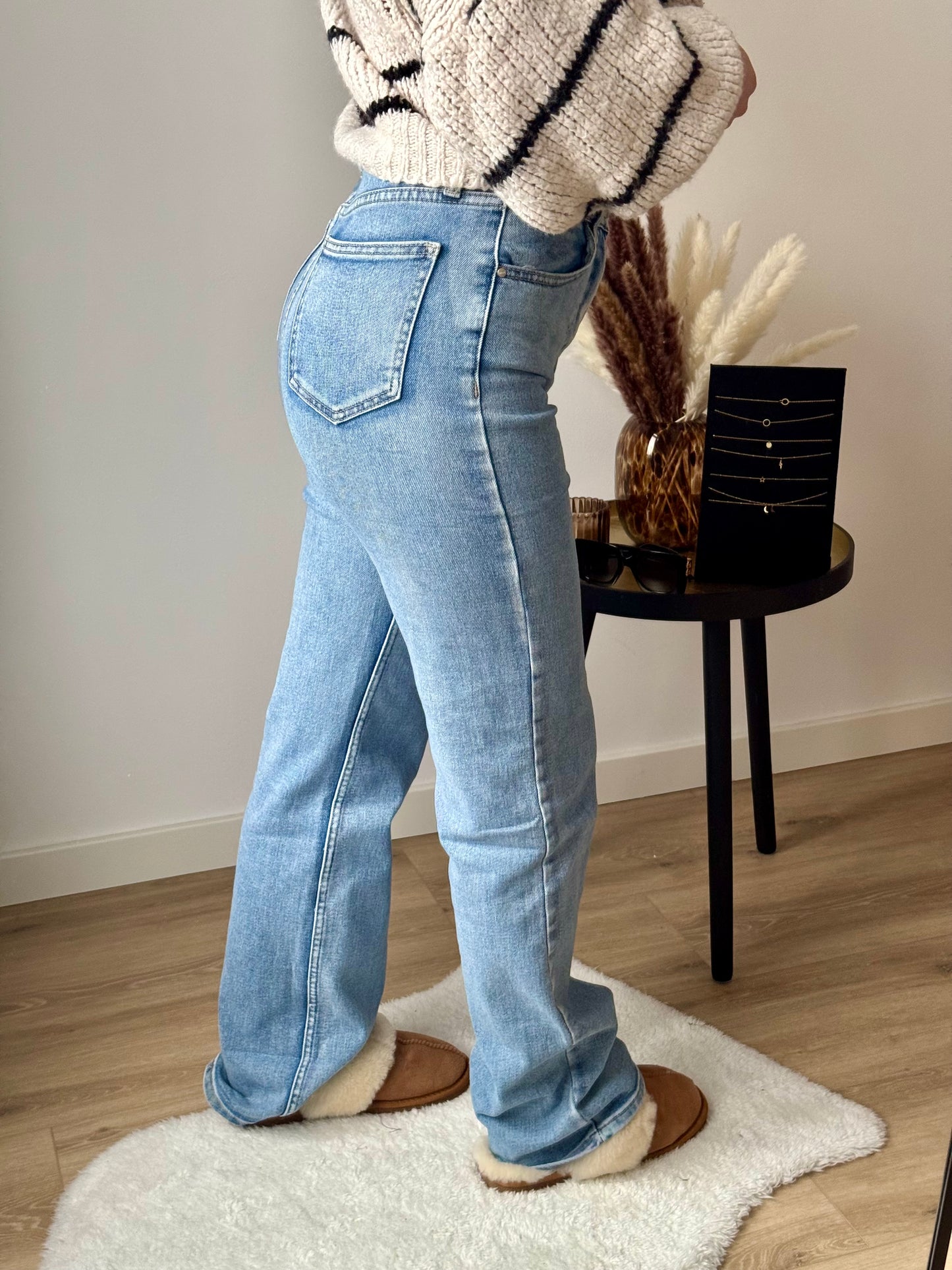 High waist straight leg jeans