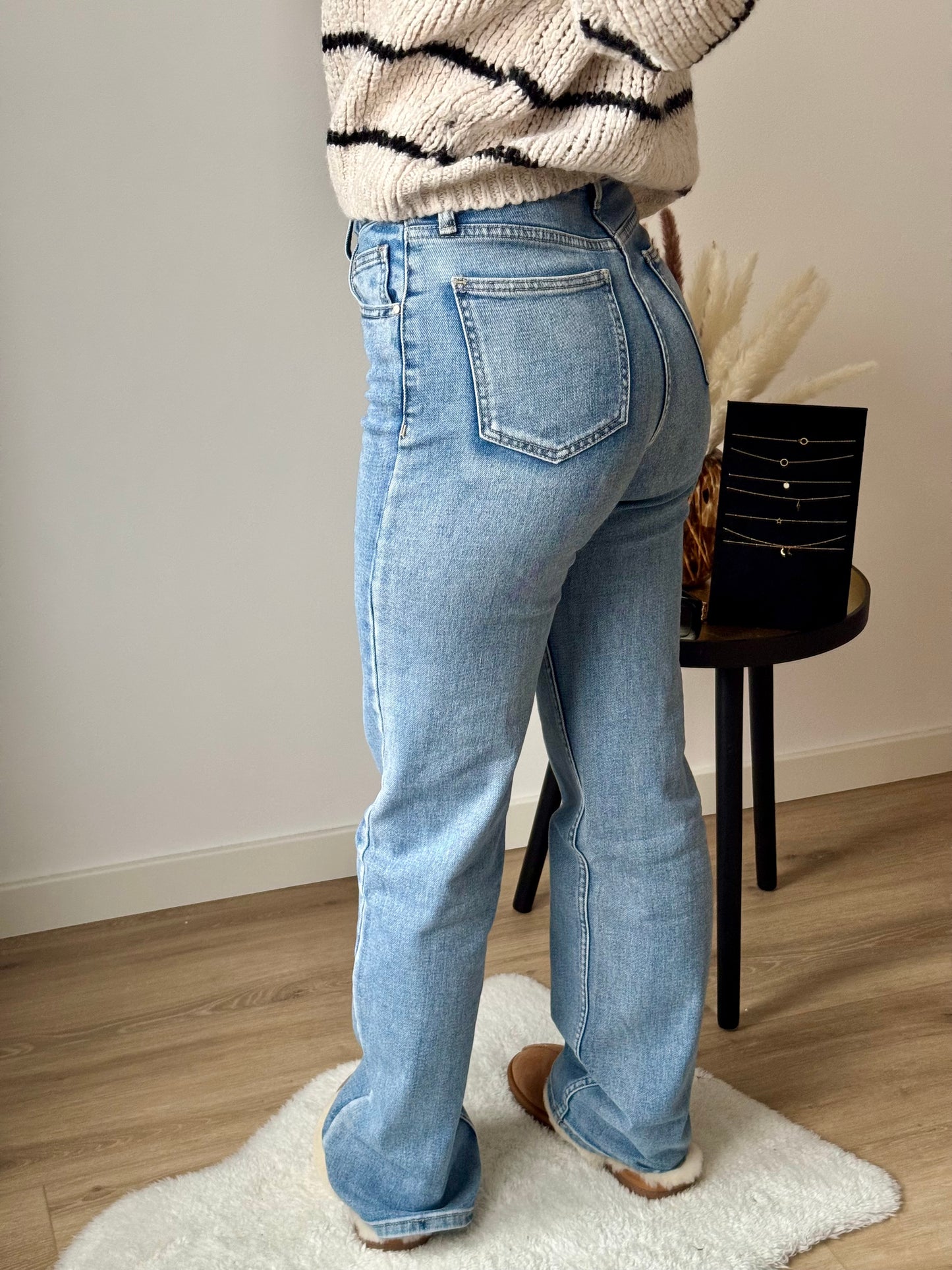 High waist straight leg jeans