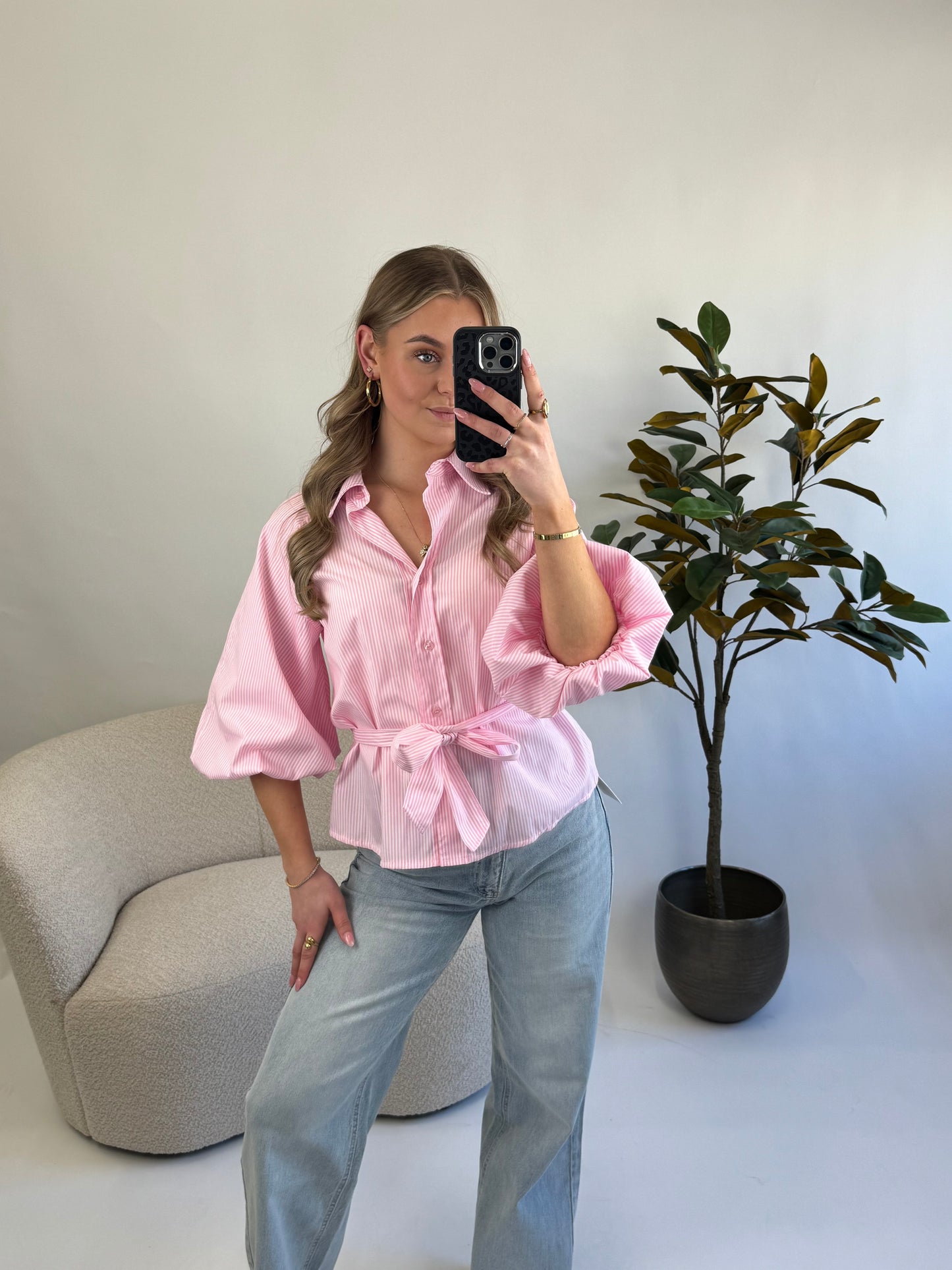 Striped Blouse Pink