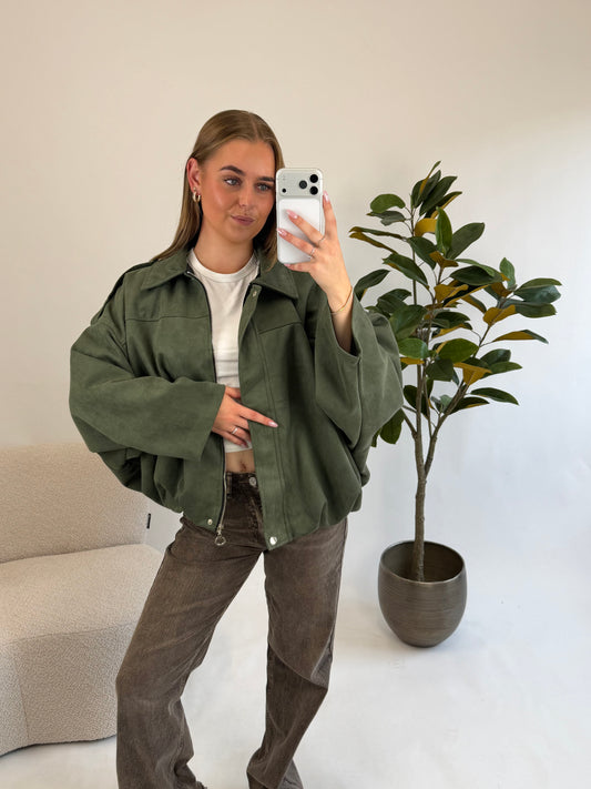 Noé Suède Jacket – Olive