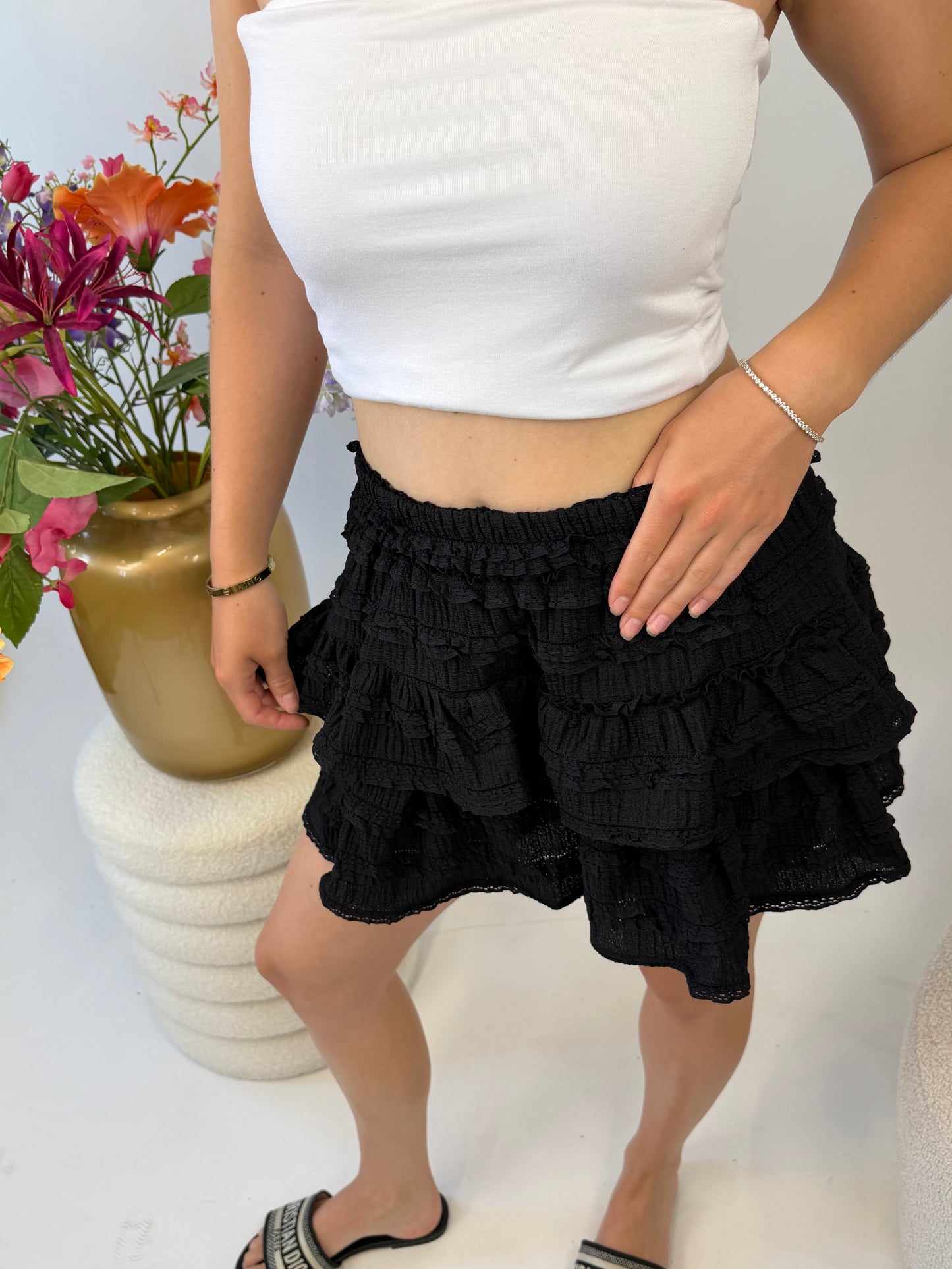 Ruffle Skort Black