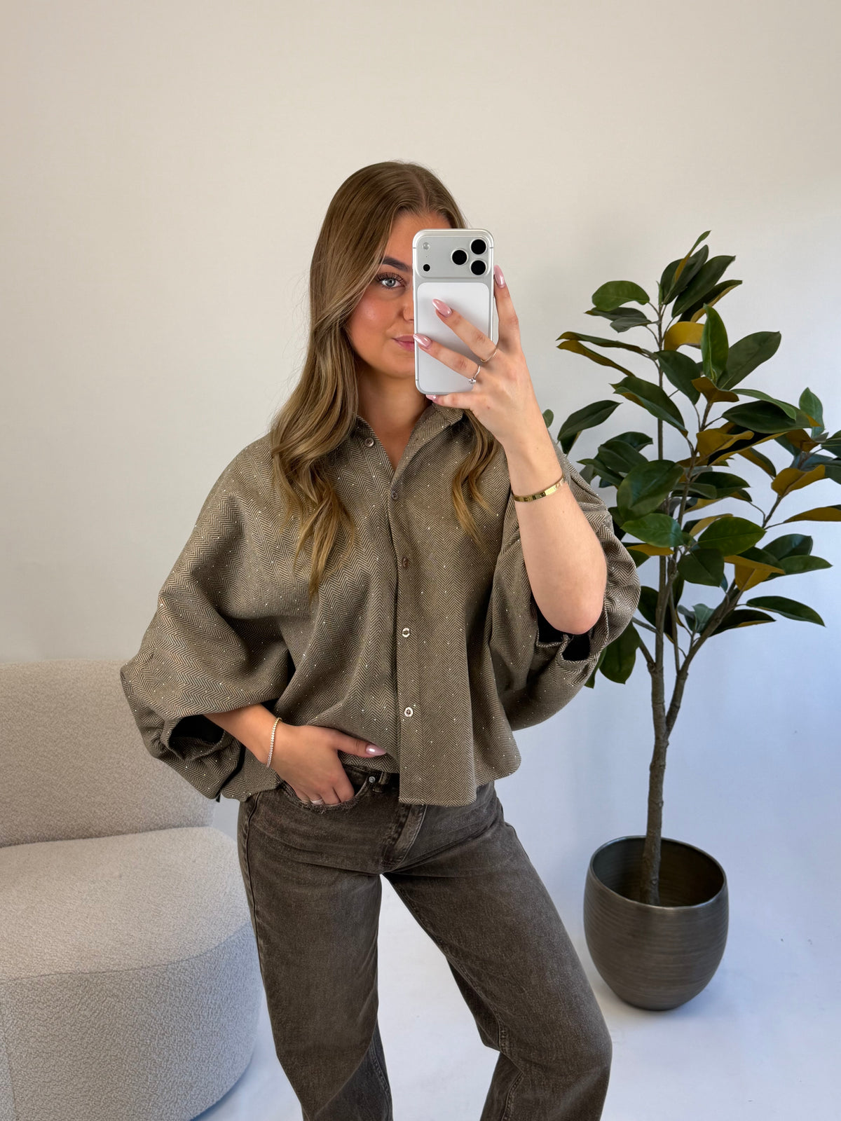 Noelle Balloon Blouse – OLIVE
