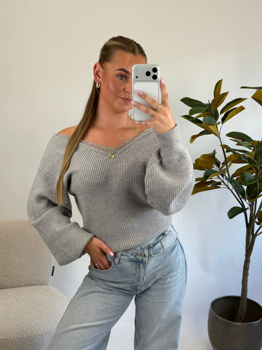 Livia Lace Knit – Grey