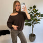 Elin Cut-Out Knit – Chocolate