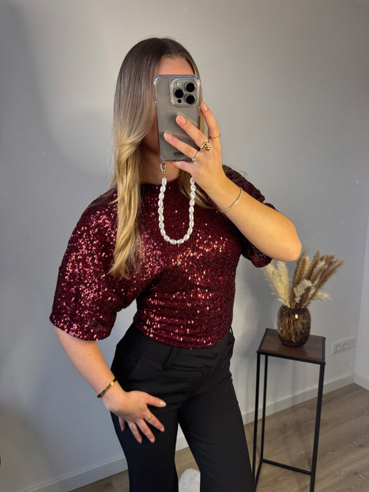 Amy Sequins Top Bordeaux