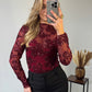 Mila Sequins Top Bordeaux
