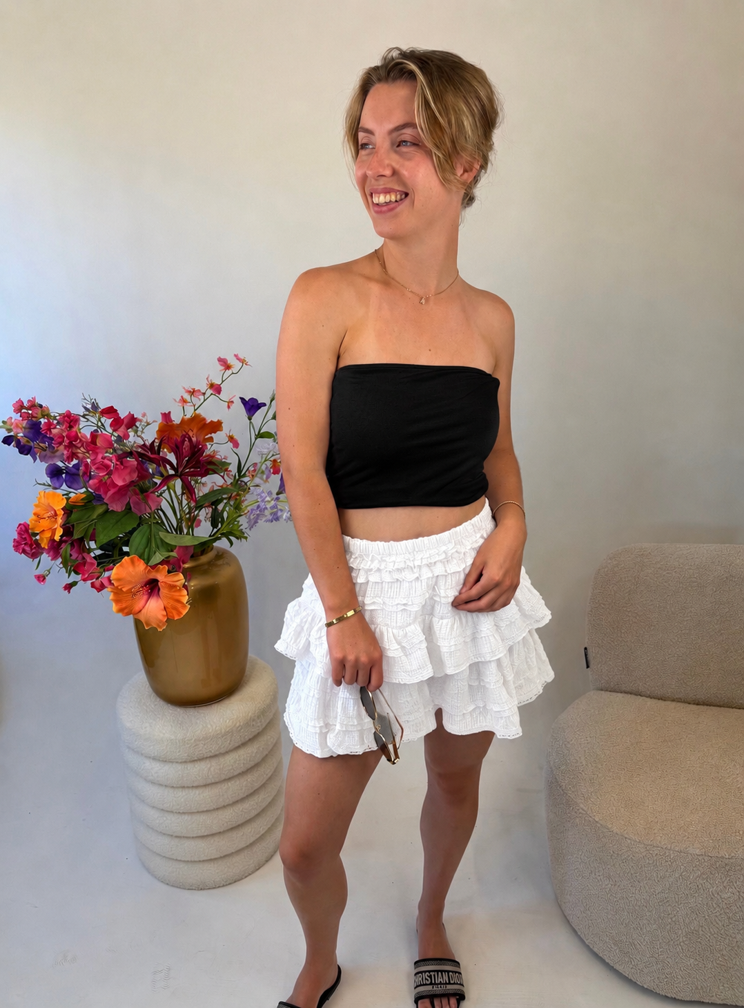 Ruffle Skort White