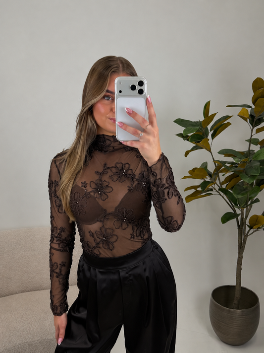 Céleste Flower Mesh Top