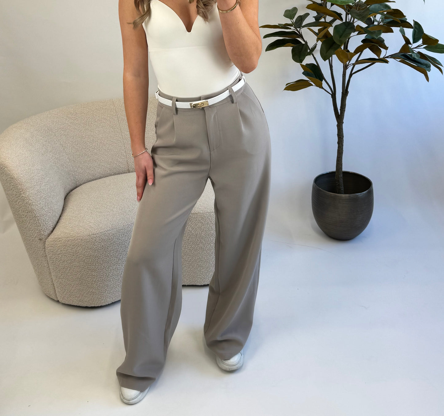 White Leather Belt