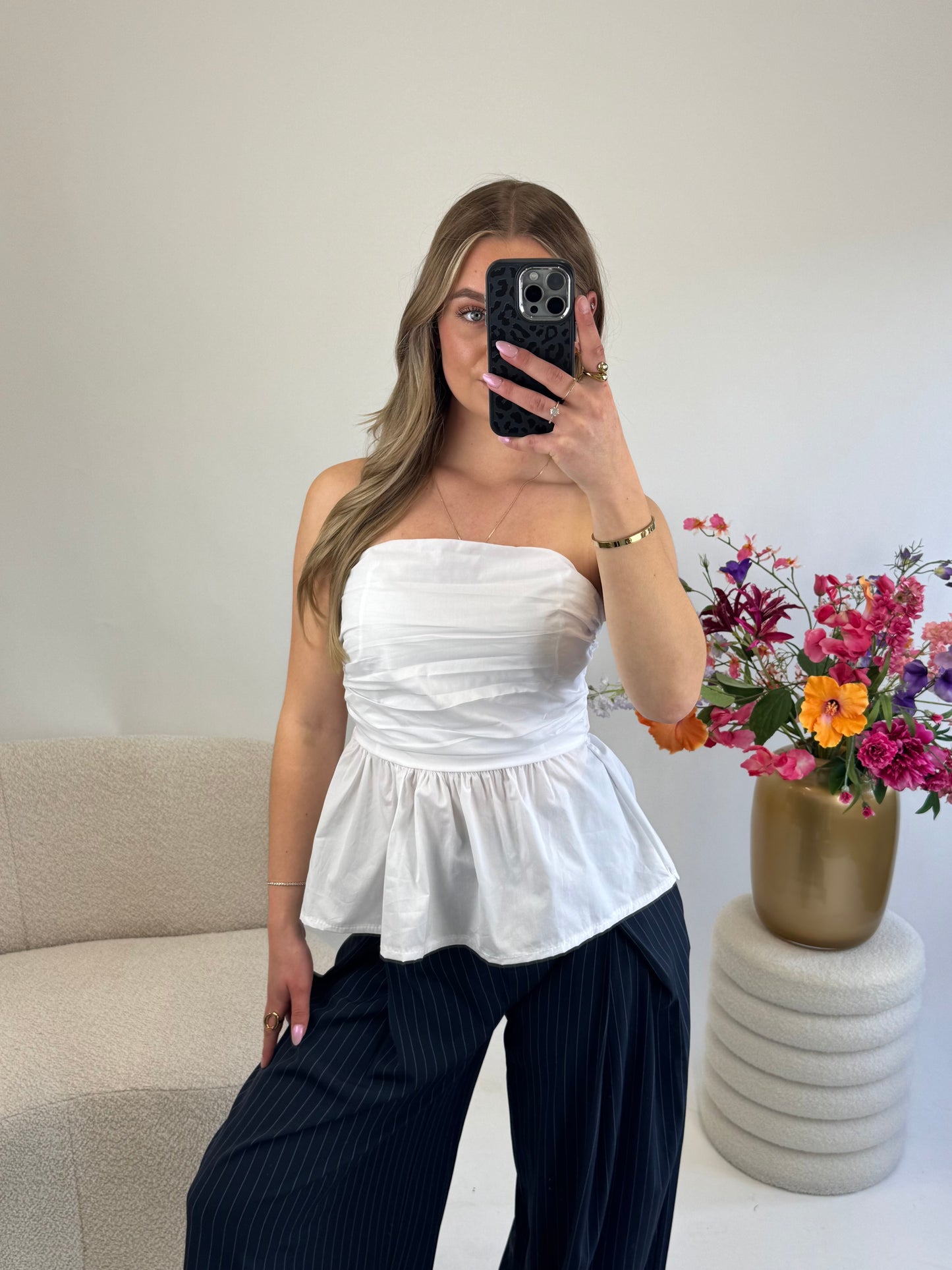 Liv Peplum Top White