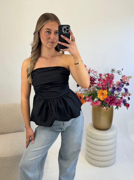Liv Peplum Top Black