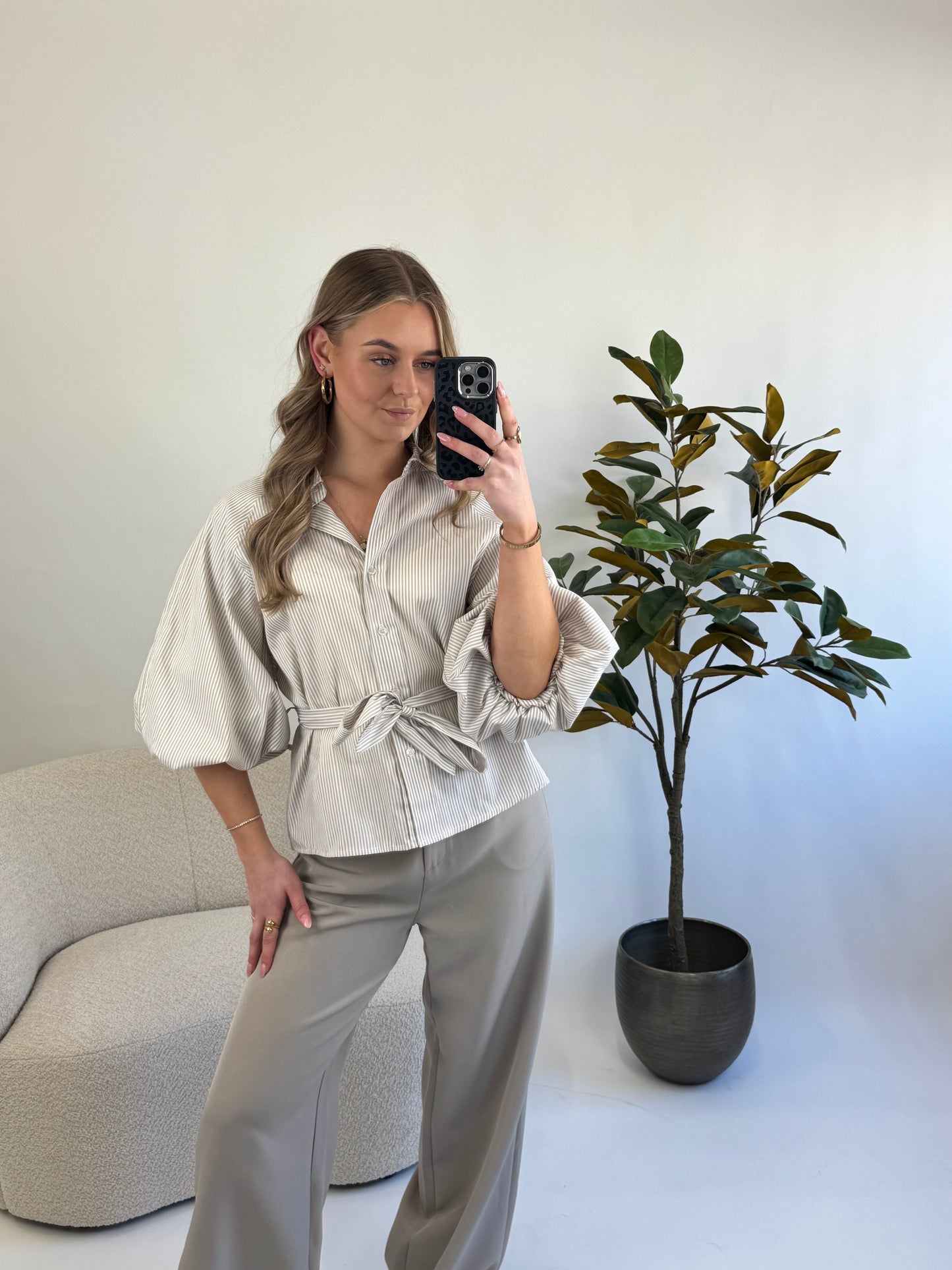 Striped Blouse Beige