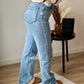 High waist straight leg jeans
