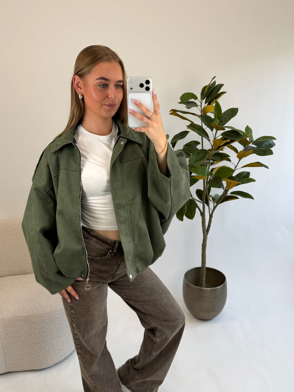Noé Suède Jacket – Olive