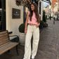 Jacky Balloon Jeans Crème - Mid Waist