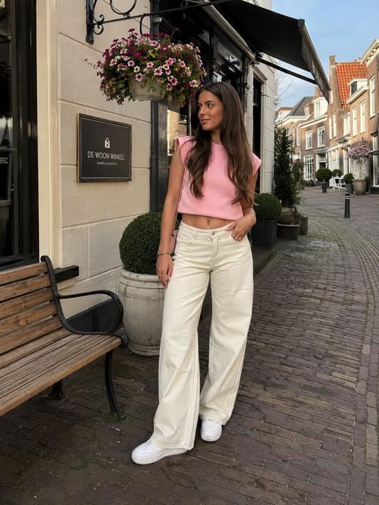 Jacky Balloon Jeans Crème - Mid Waist