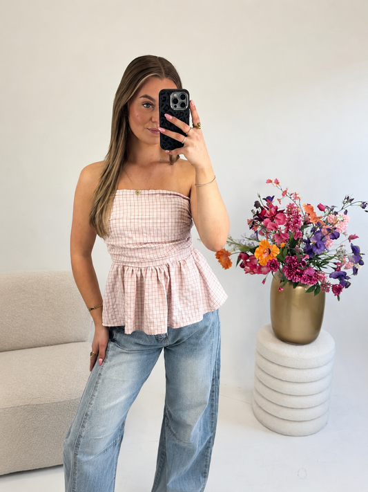 Liv Peplum Top Pink