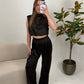 Maison Satin Pants - Dark Brown
