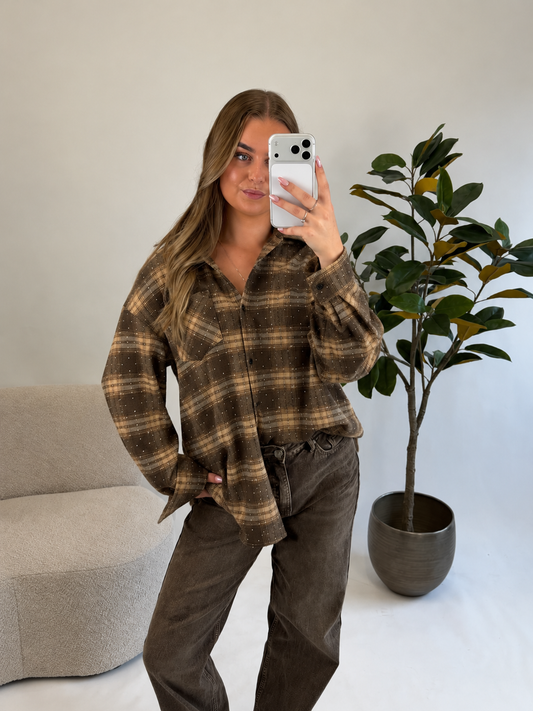 Mila Check Blouse – Brown