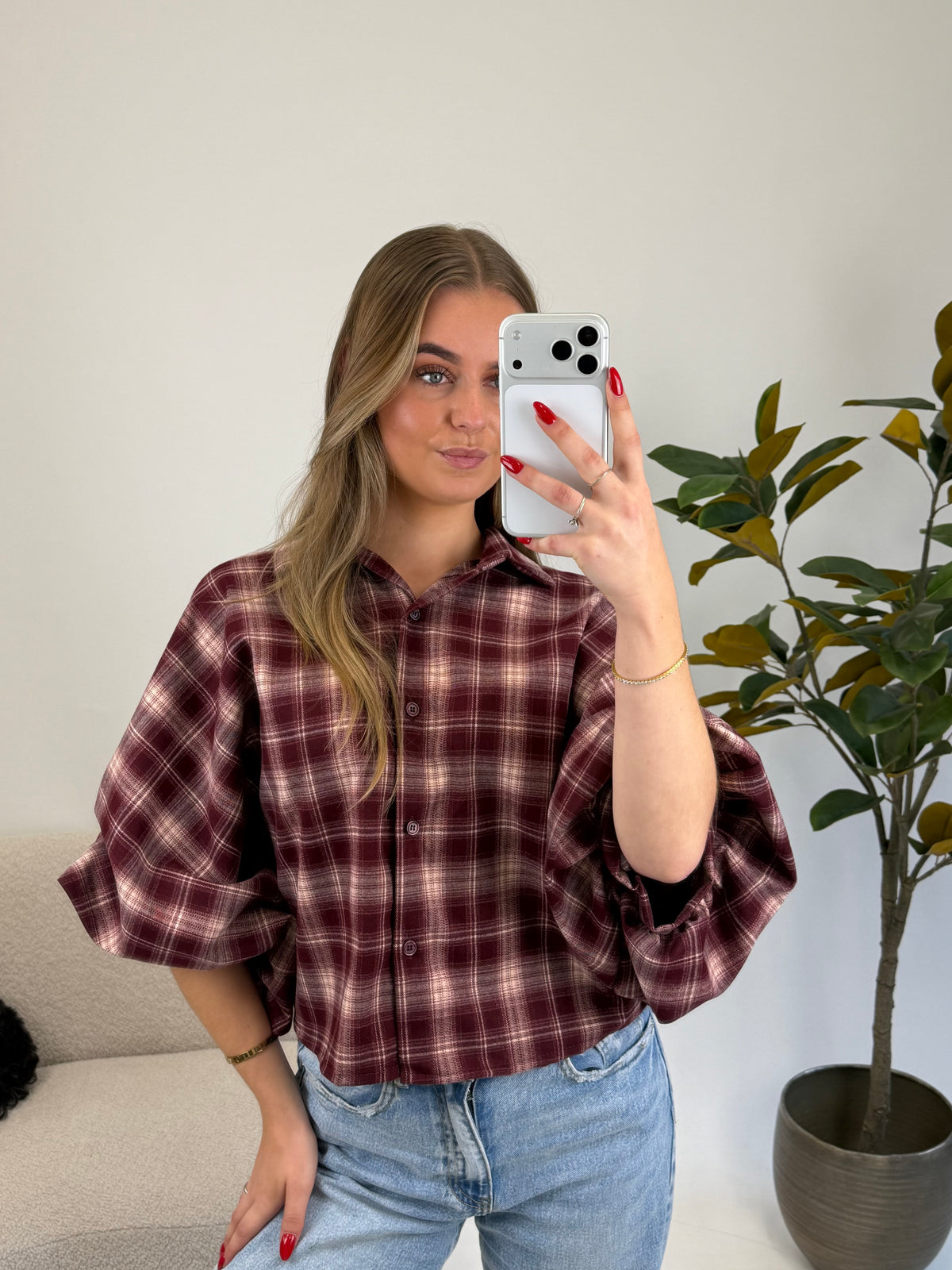 Charlie Check Blouse - Red