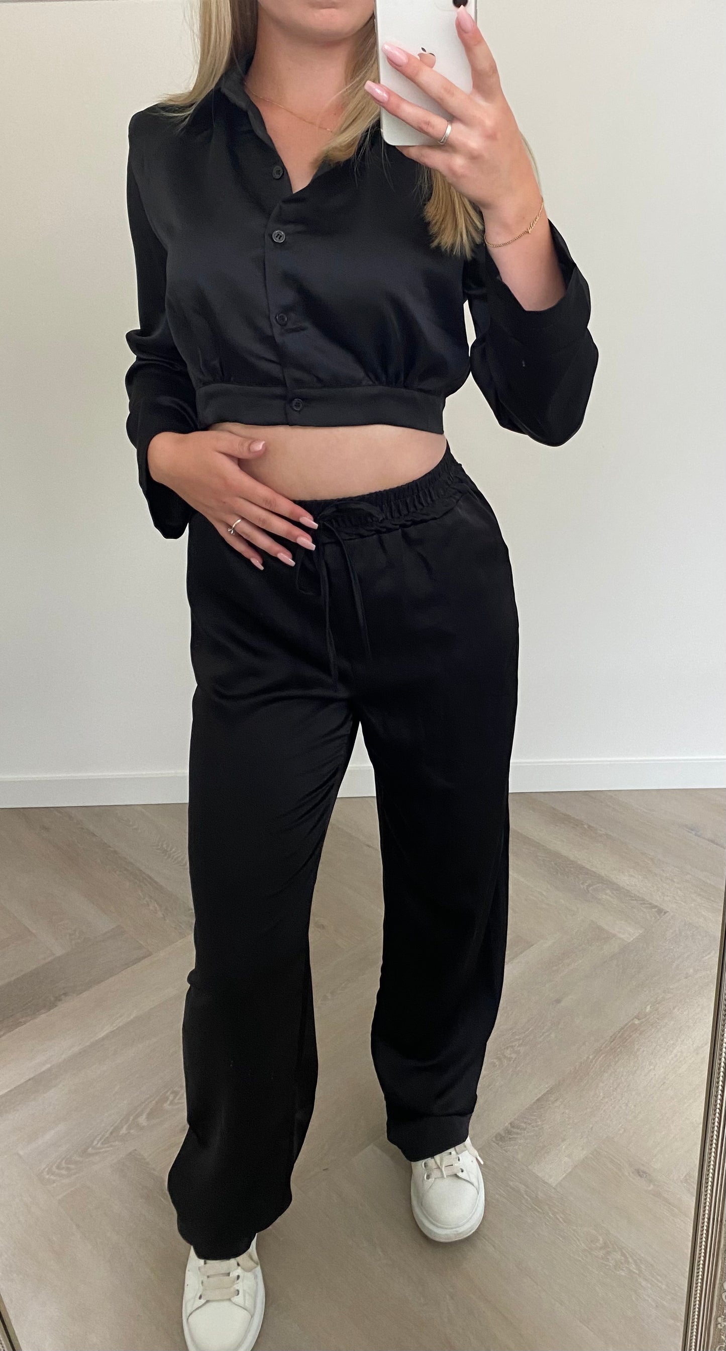 Smooth Satin Pants Black